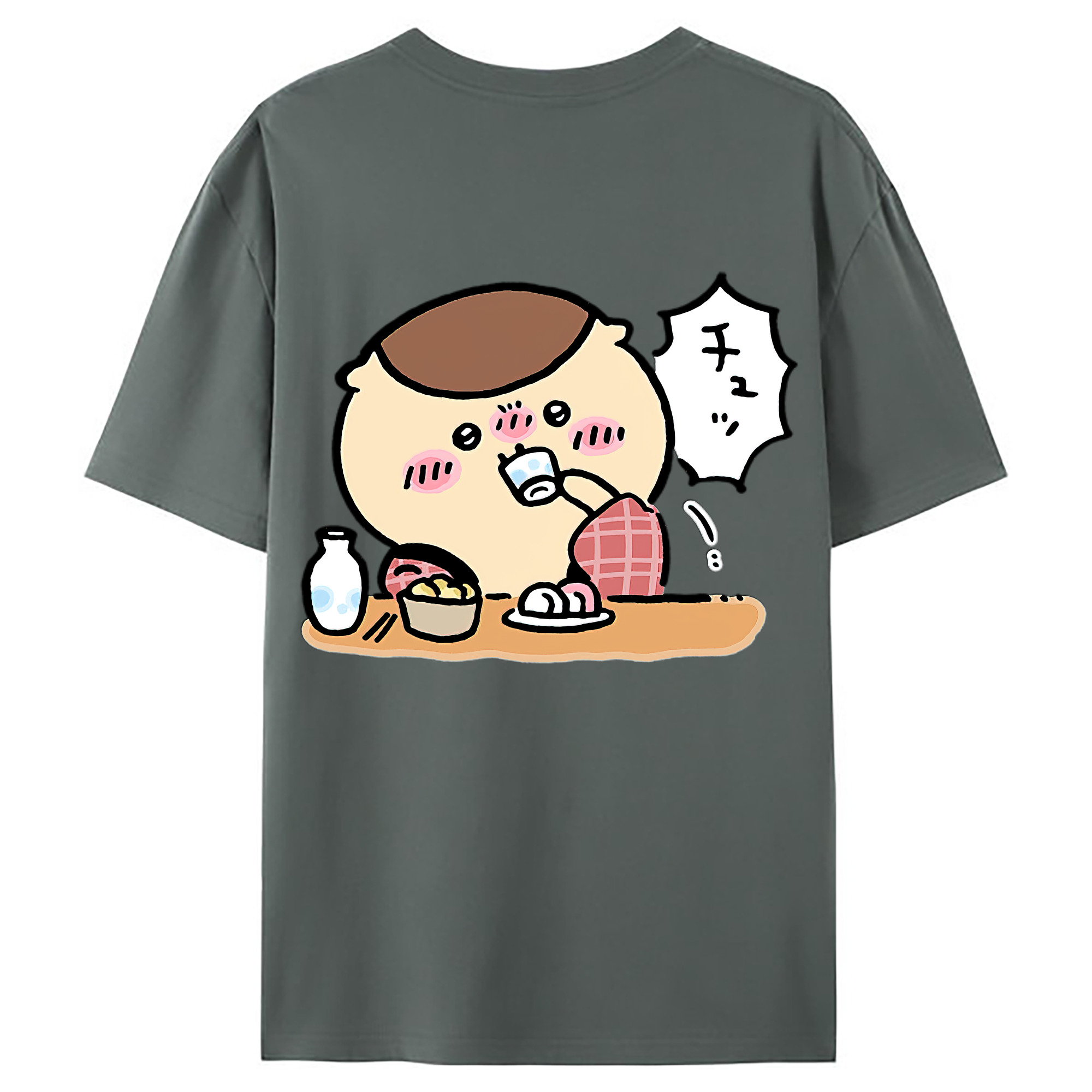 （画像用） ちいかわ くりまんじゅう Chii-kawa kuri manjū 綿100％ メンズ半袖Tシャツ（バックプリント） 通気性